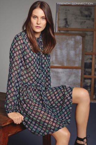 Green French Connection Medina Tile Print Dress